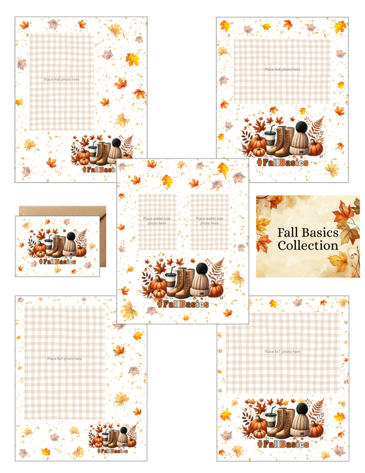 Fall Basics Collection Photo Layout Set with Greeting Card