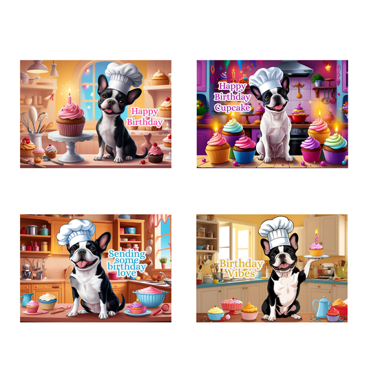 Barking Bakery Frenchie Birthday Greeting Card Set