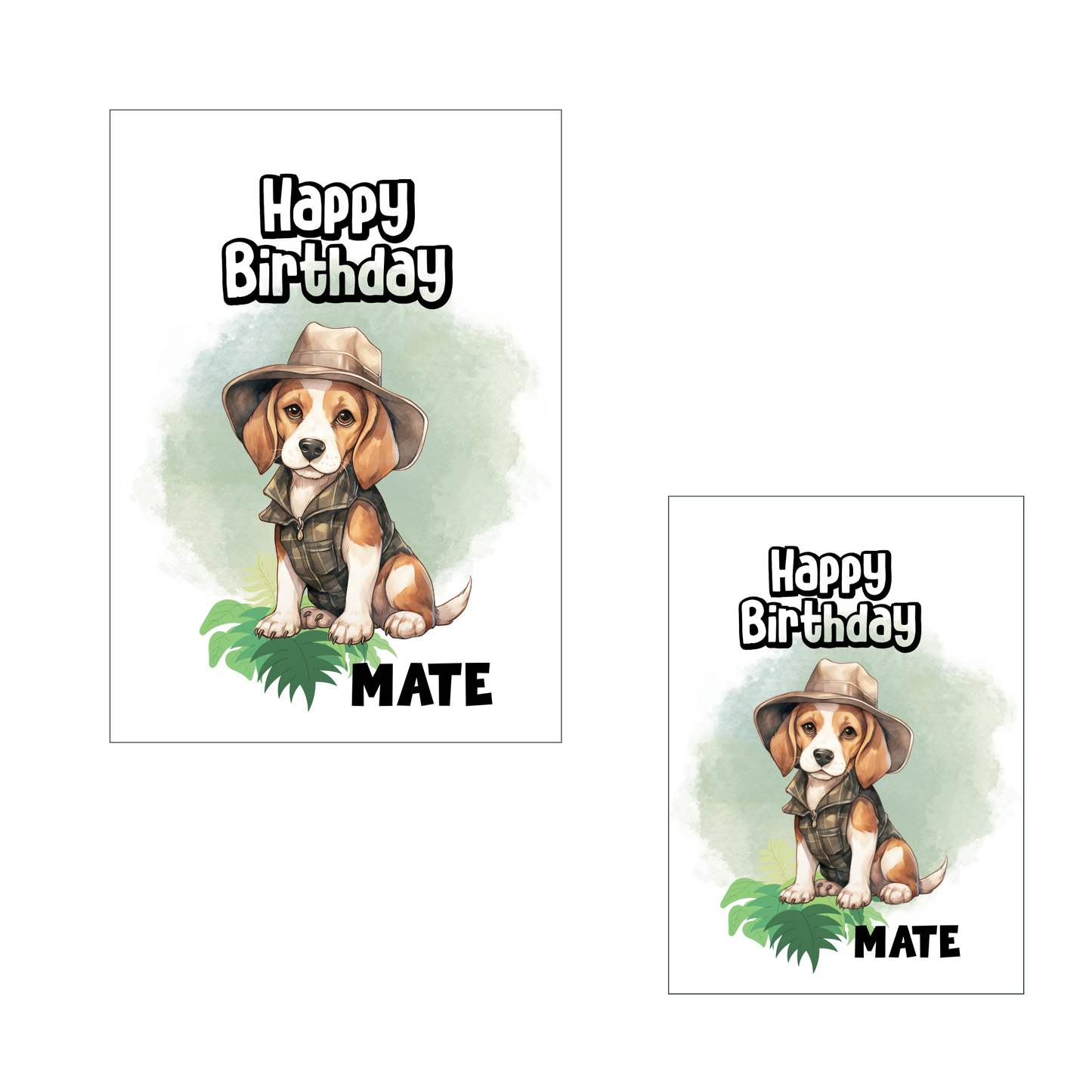 Happy Birthday Mate Beagle Greeting Cards 2pc