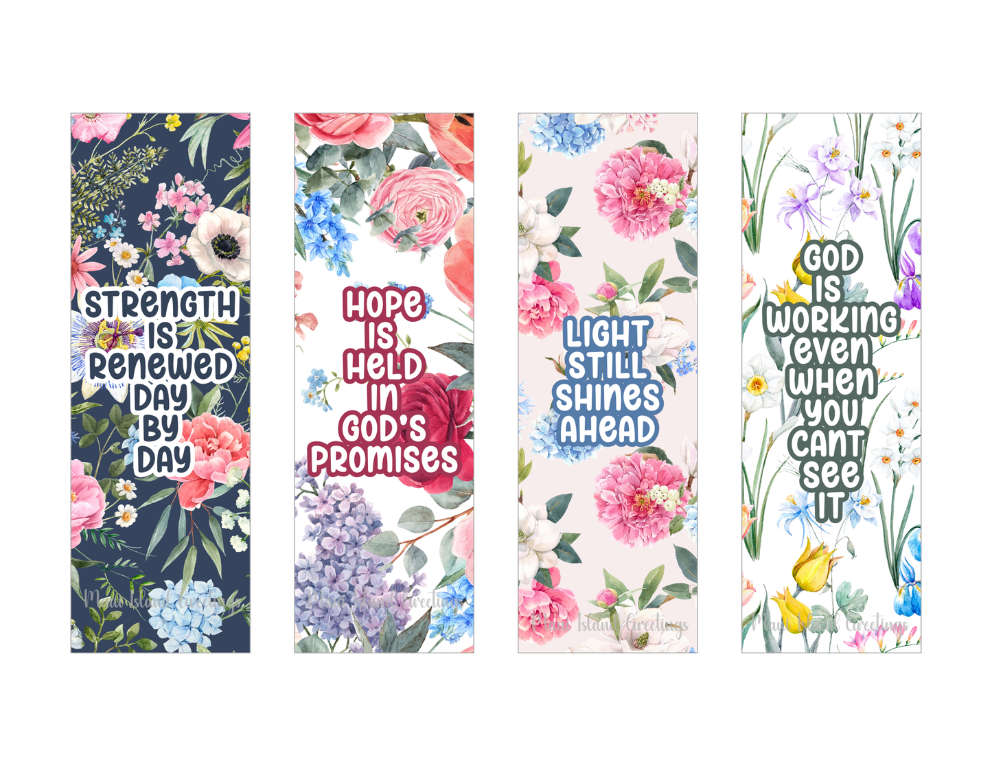 Hope and Strength Floral Bookmarks