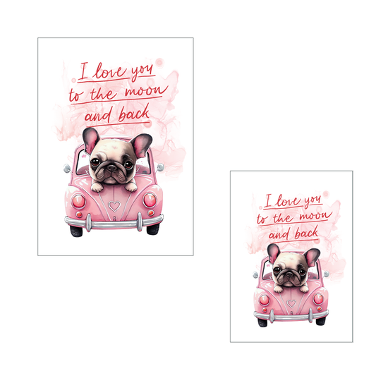 I Love You to the Moon and Back Frenchie Cards 2pc