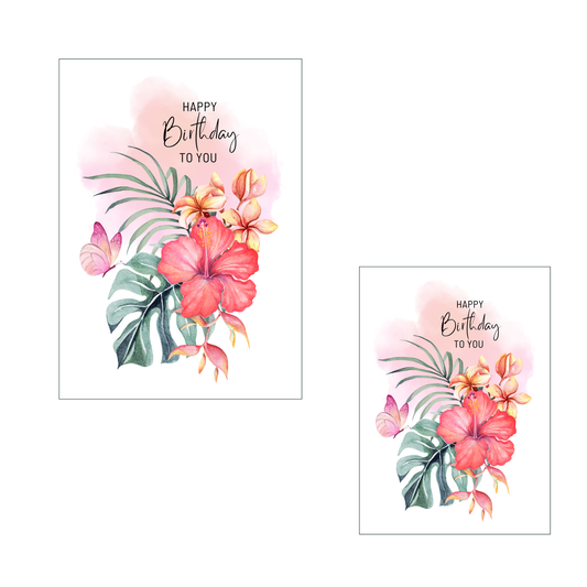 Island Blossoms Birthday Greeting Card 2pc