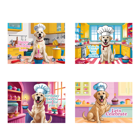 Sweet Bakes Lab Retriever Birthday Greeting Card Set