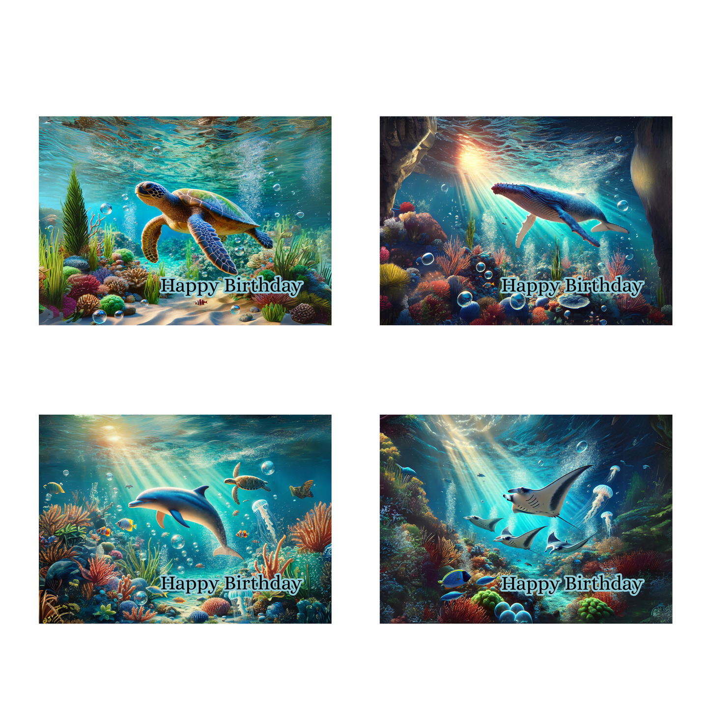 Ocean Wonders Birthday Greeting Card Set