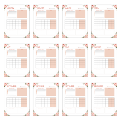 12-Month Goals Calendar Set