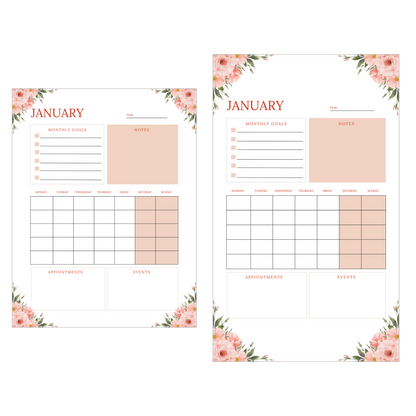 12-Month Goals Calendar Set