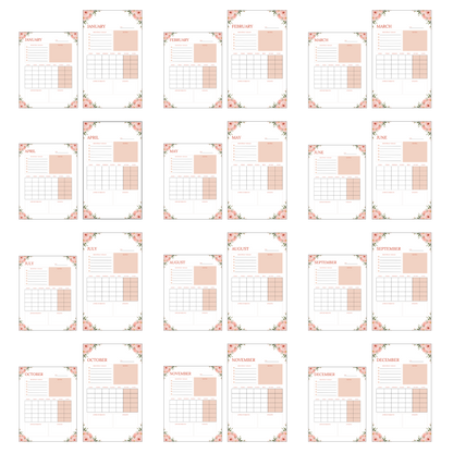 12-Month Goals Calendar Set