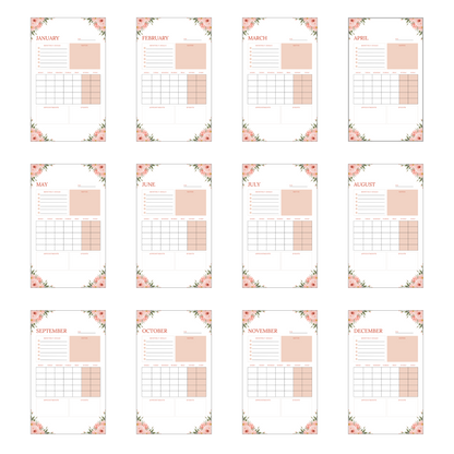 12-Month Goals Calendar Set