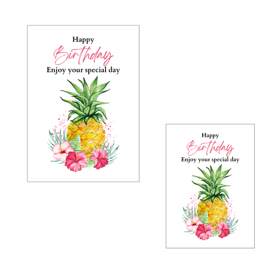 Pineapple Paradise Birthday Greeting Card 2pc