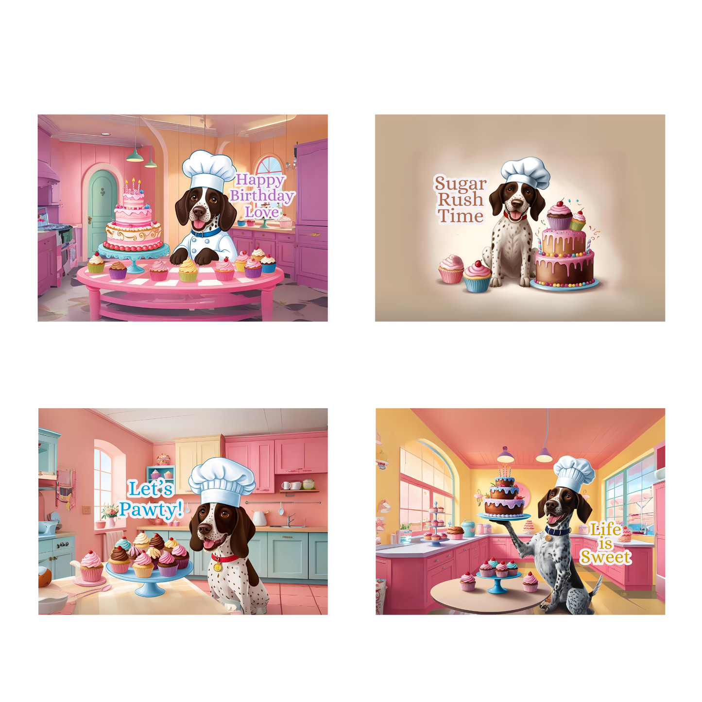 Pointer's Party Kitchen Birthday Greeting Card Set