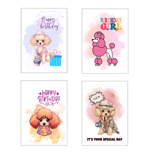 Poodle Birthday Bash Greeting Card Set