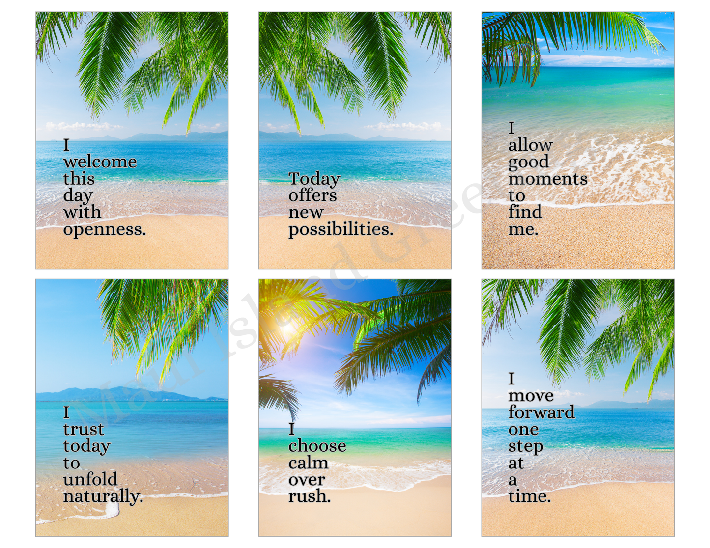 Positive Self-Affirmations – Beach-Inspired Printable Cards