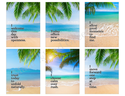Positive Self-Affirmations – Beach-Inspired Printable Cards