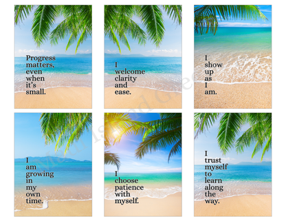 Positive Self-Affirmations – Beach-Inspired Printable Cards
