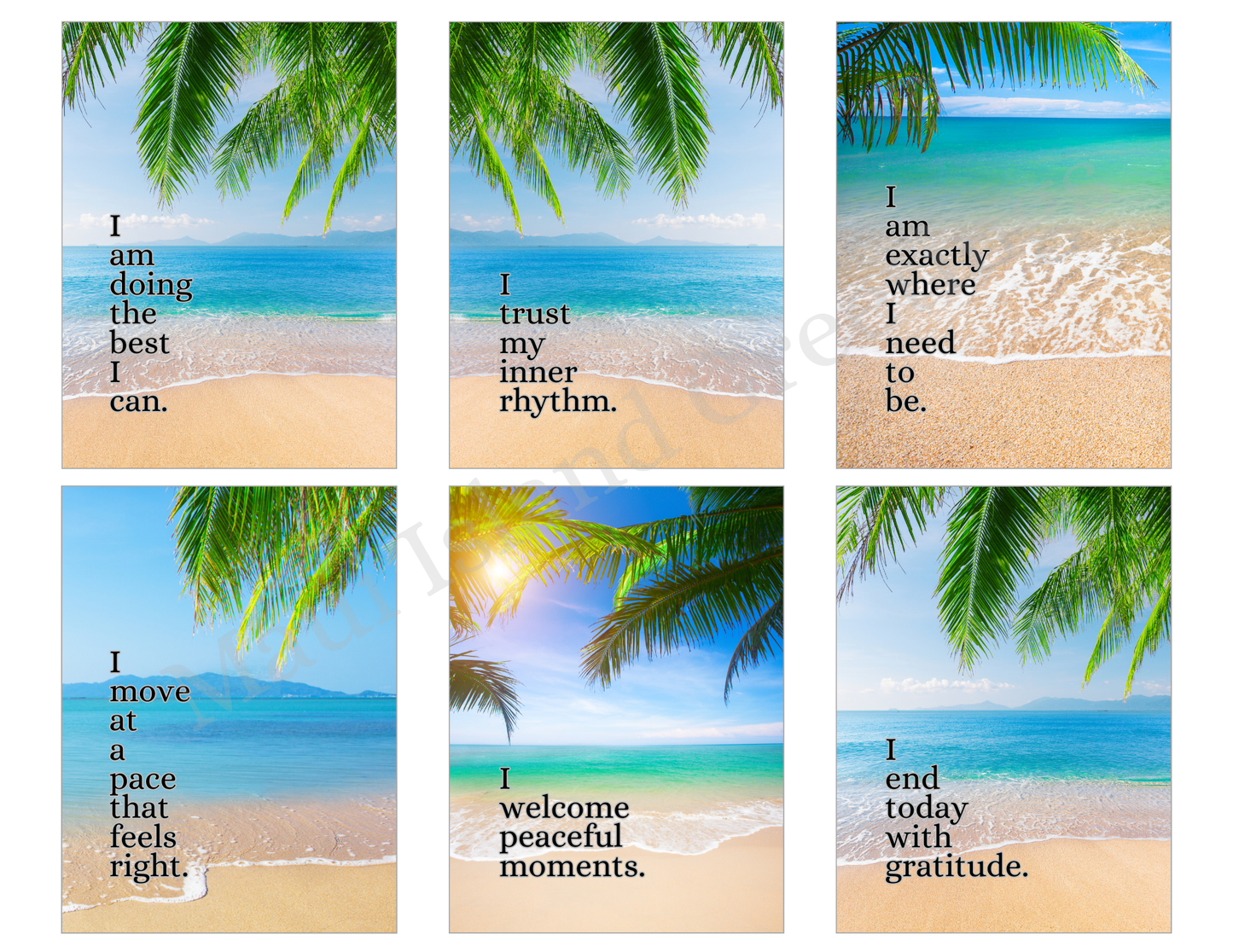 Positive Self-Affirmations – Beach-Inspired Printable Cards