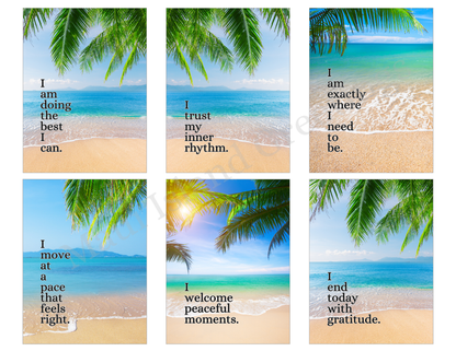Positive Self-Affirmations – Beach-Inspired Printable Cards