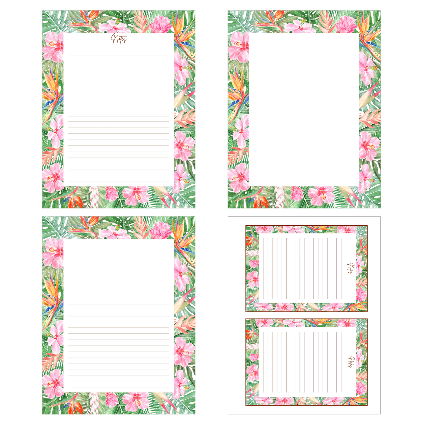 Soft Tropical Garden Stationery Set