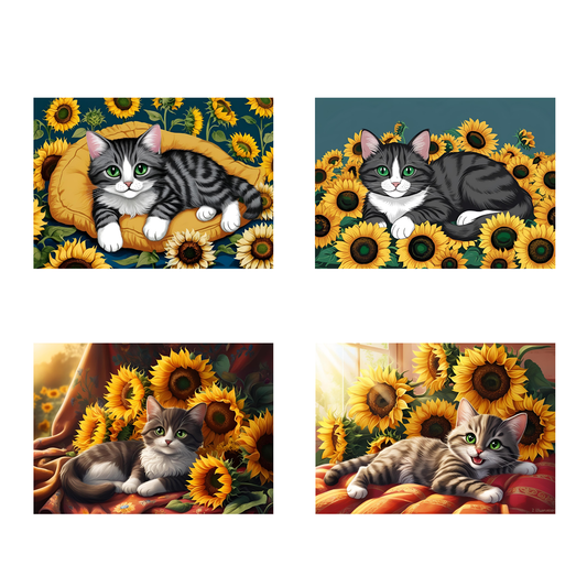 Sunflower Whiskers Greeting Card Set