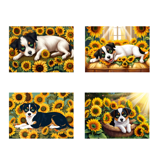 Sunflower Pup Greeting Card Set