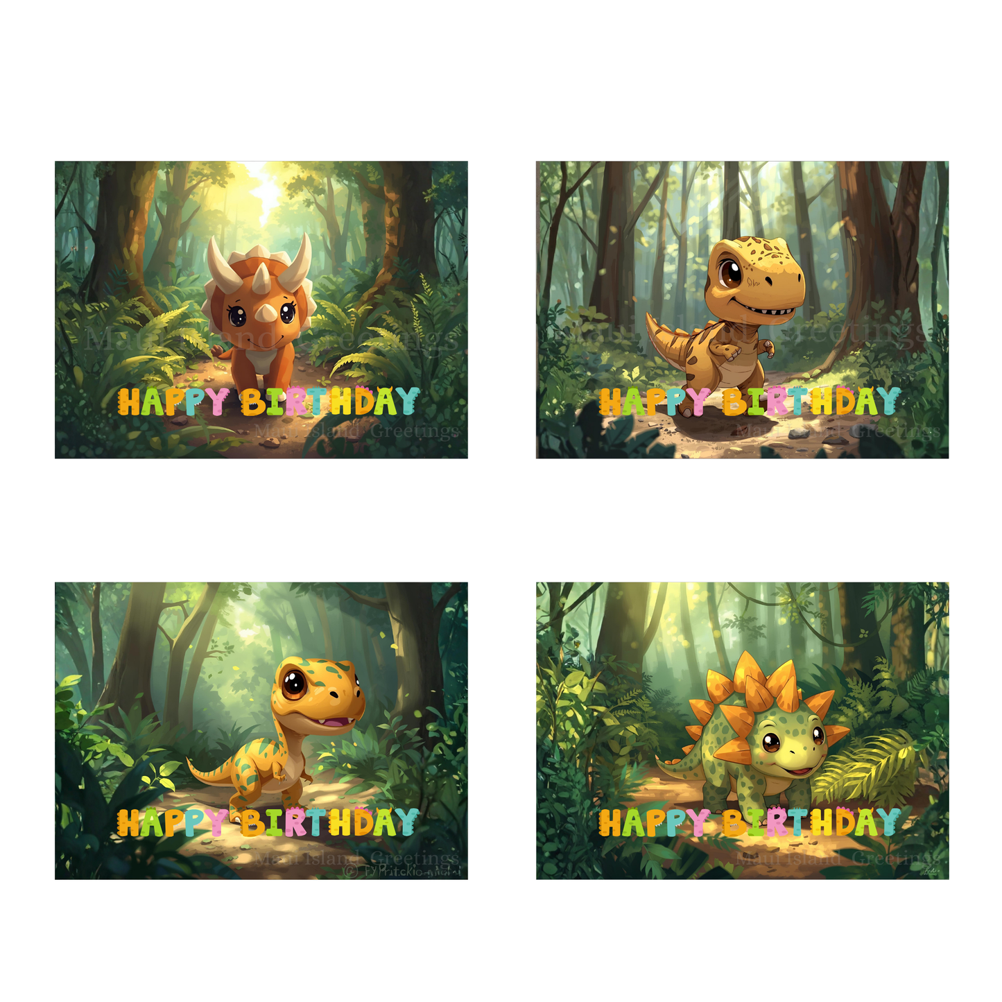 Sweet Little Dinos Birthday Card Set