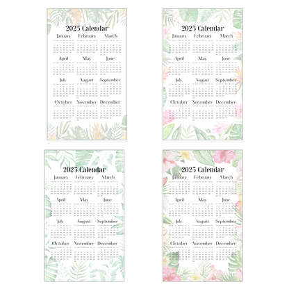 2025 Watercolor Tropical Flowers Calendar Set