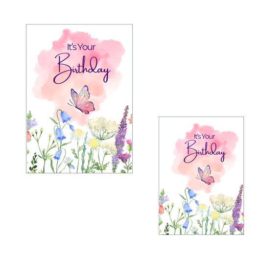 Watercolor Wildflower Birthday Greeting Card 2pc