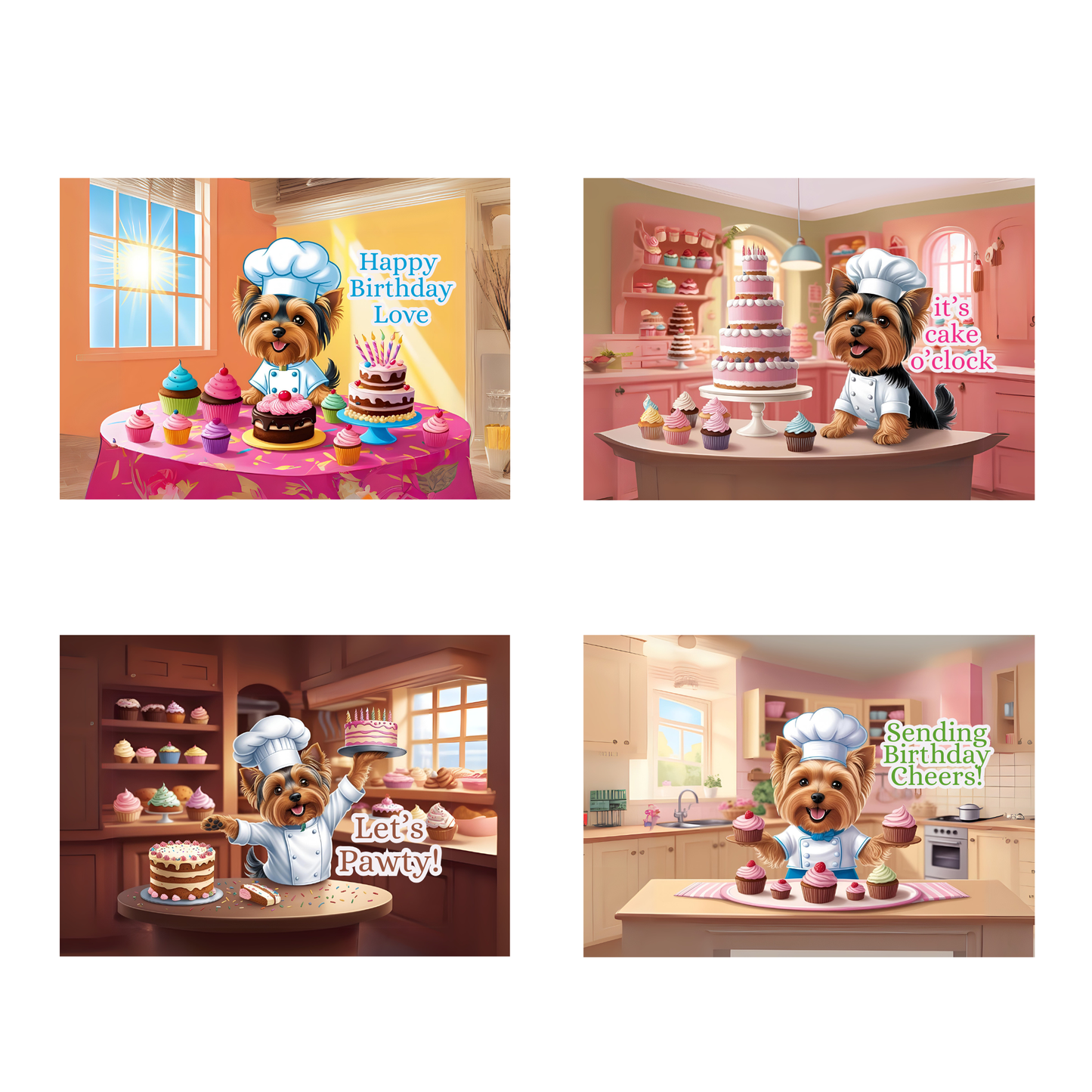 Yorkie Birthday Bake Greeting Card Set